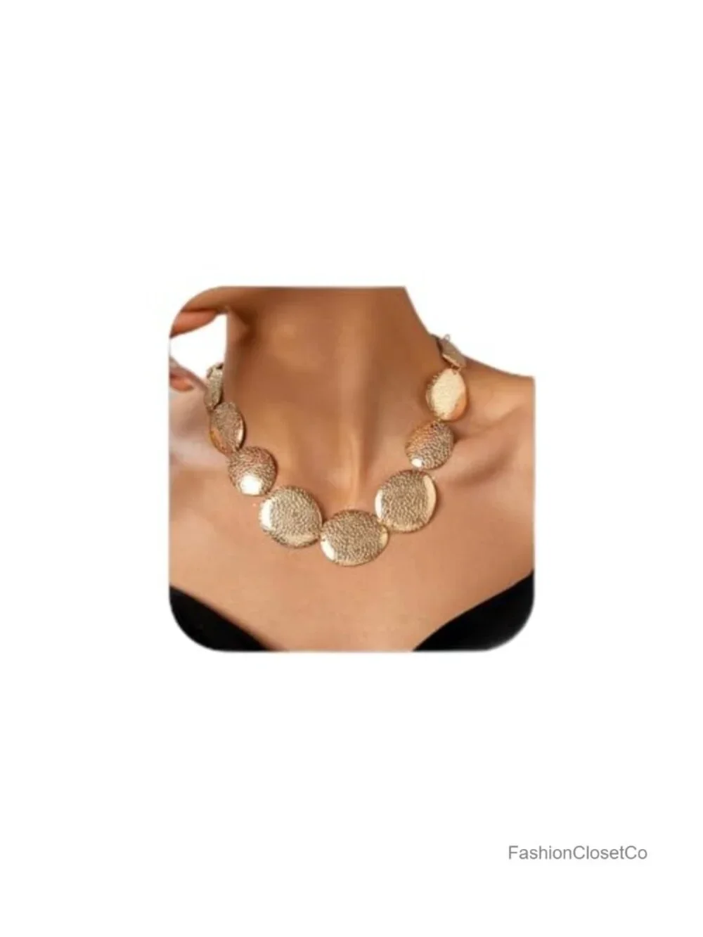 Layered Coin Necklace Statement Bib Chain Choker